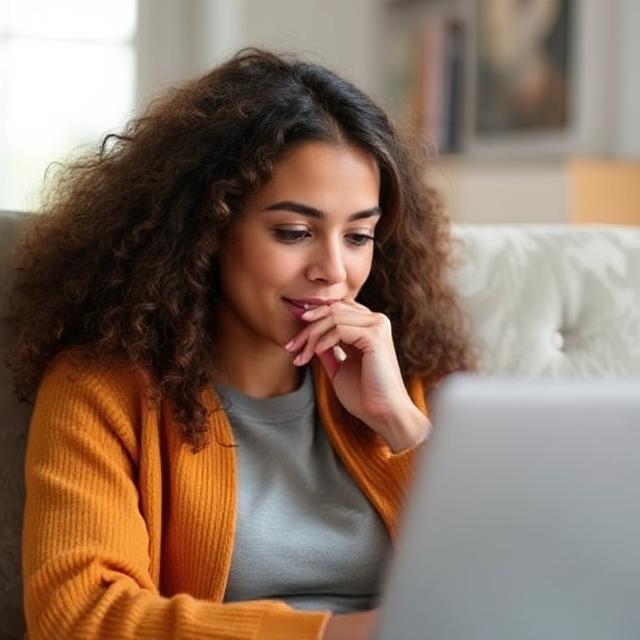 Woman researching Adderall 30mg prescription online on her laptop.
